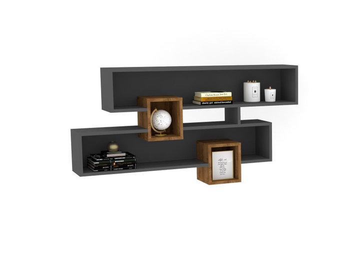 Hanah Home Estantería de Pared Karen - Nogal, Antracita